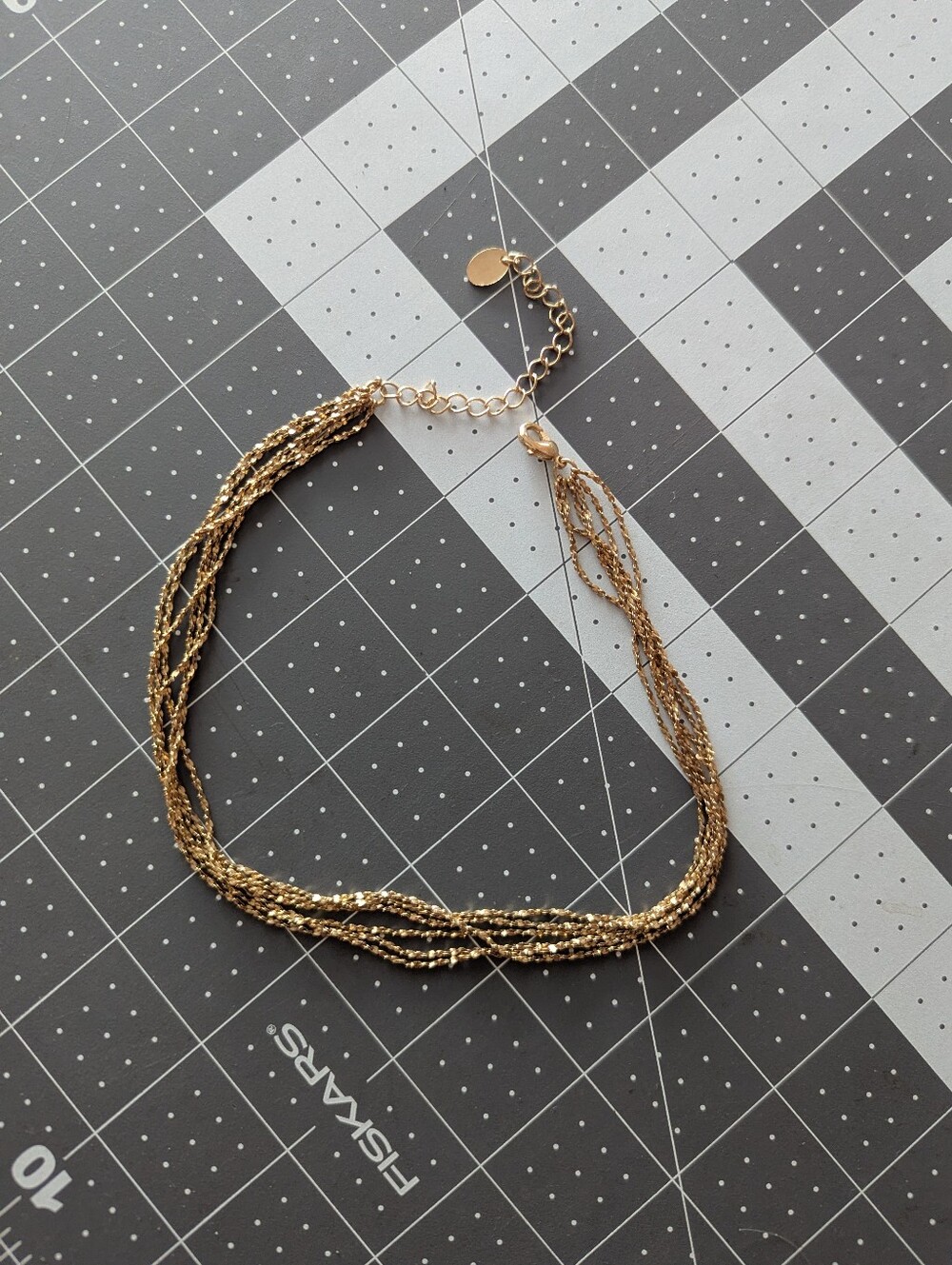 Gold Multi-Strand Metal Necklace - Women Jewelry, Icing, Choker